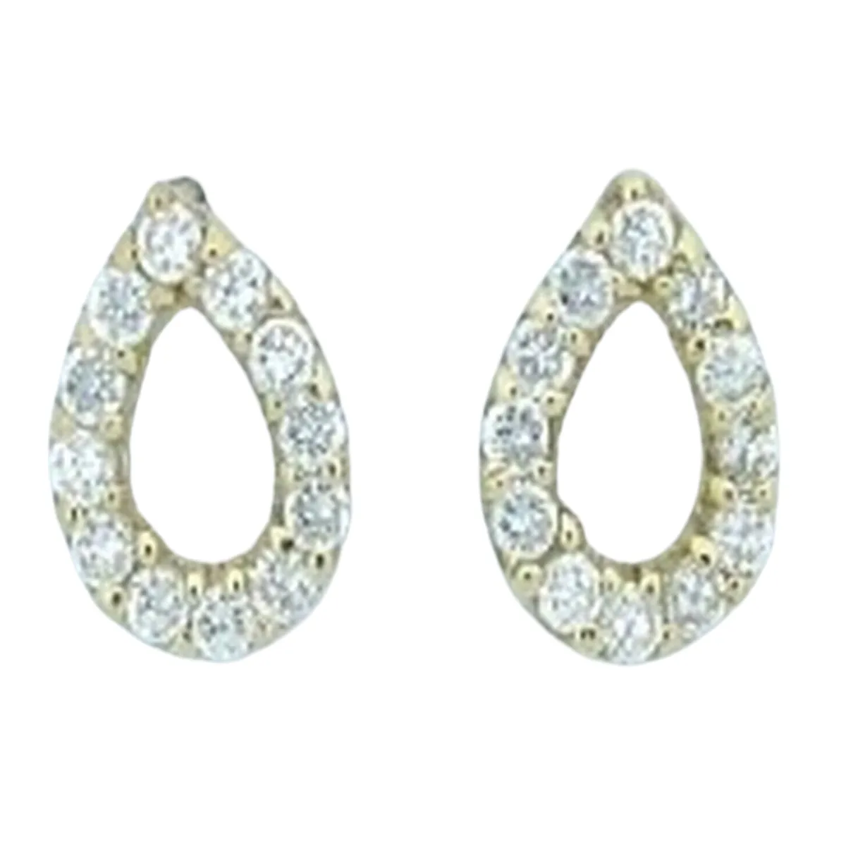 9ct Yellow Gold Cz Open Pear Earring