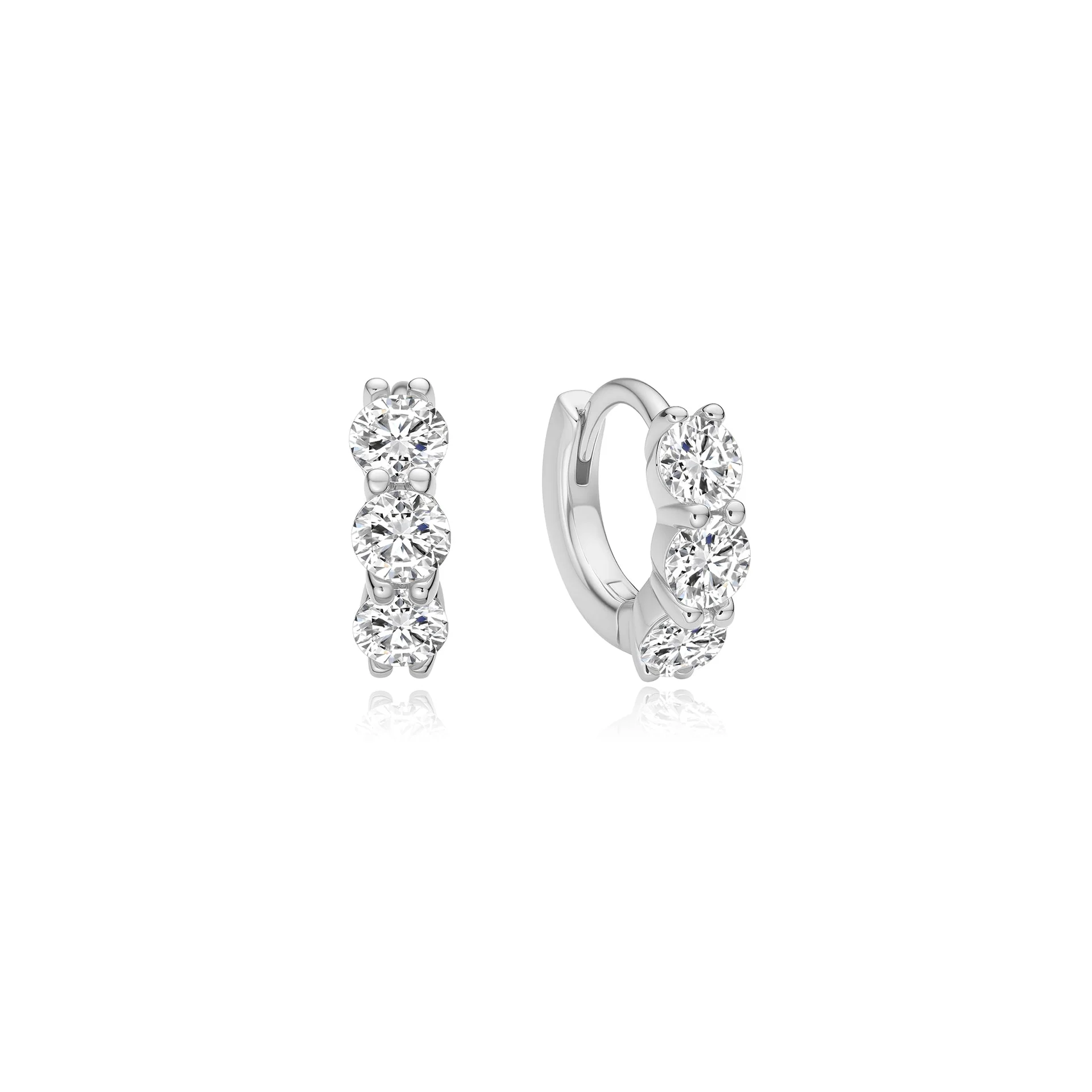 Ania Haie Silver Trio Sparkle Huggie Hoop Earrings 