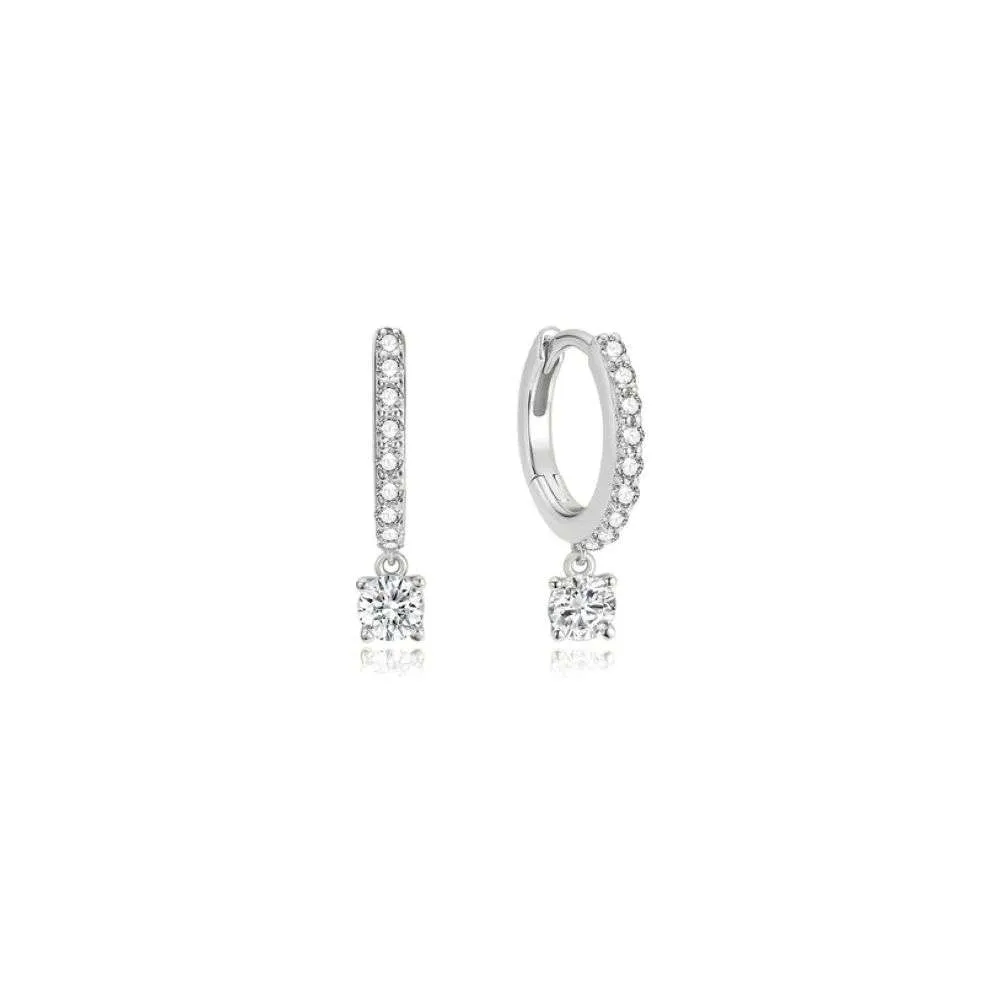 Ania Haie Silver Dangling Sparkle Huggie Hoop Earrings