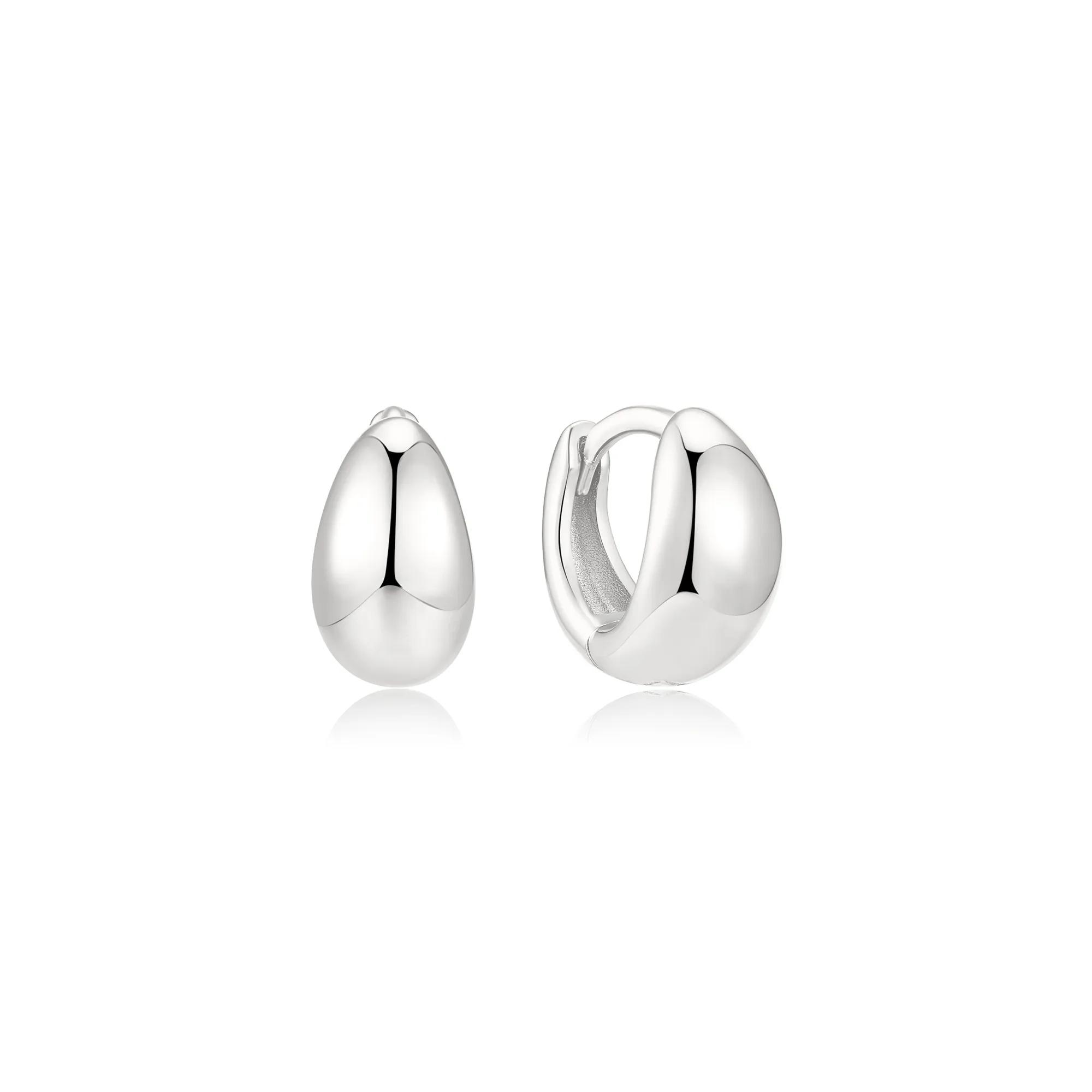 Ania Haie Silver Organic Dome Pebble Huggie Hoop Earrings