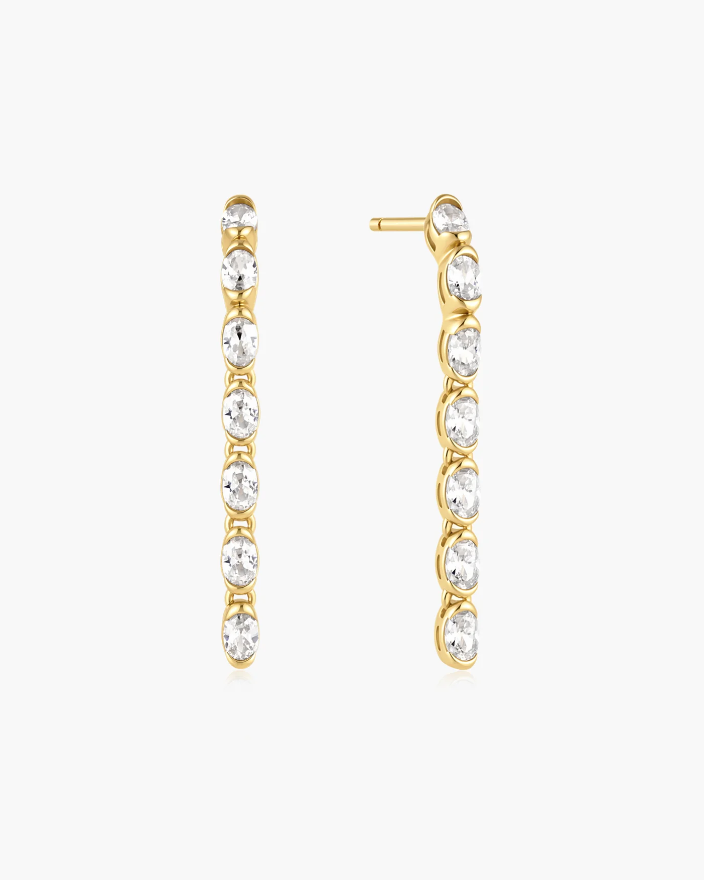 Ania Haie Gold Half-bezel Oval Linear Dangle Stud Earrings