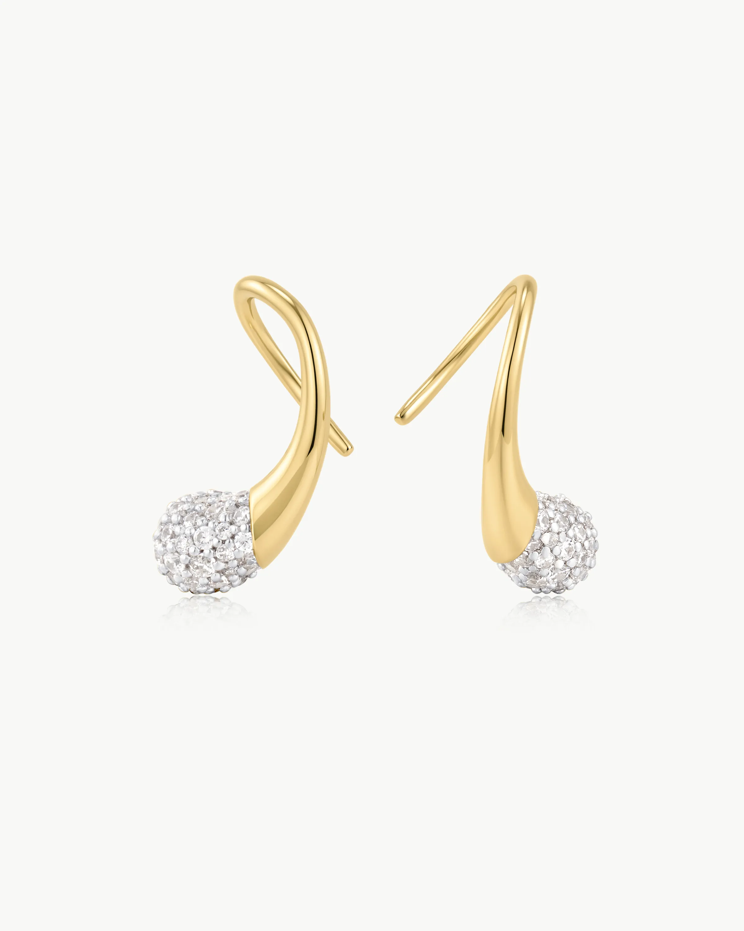 Ania Haie Gold Pave Sculptural Teardrop Hook Earrings 
