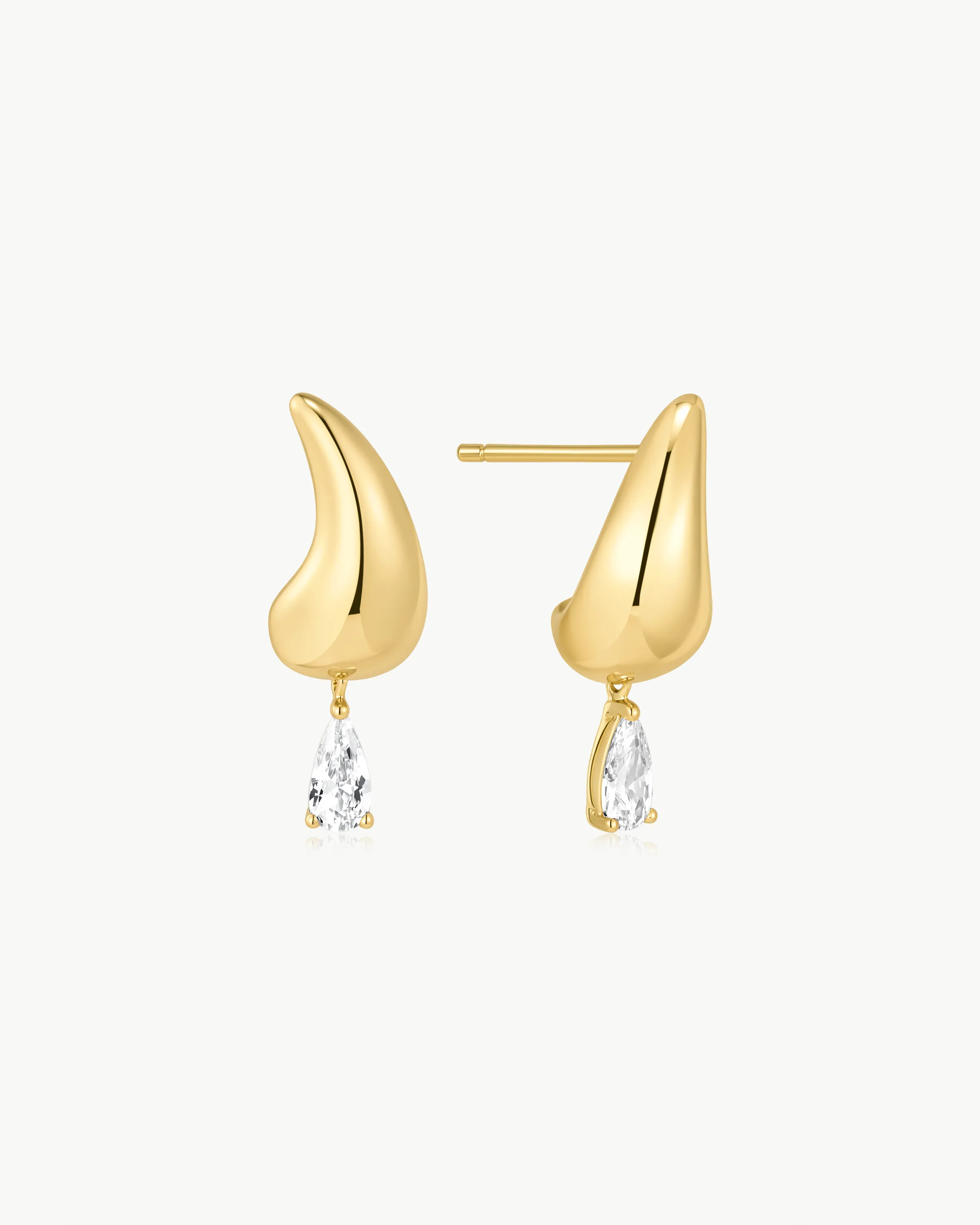 Ania Haie Gold Curved Teardrop Dangle Stud Earrings
