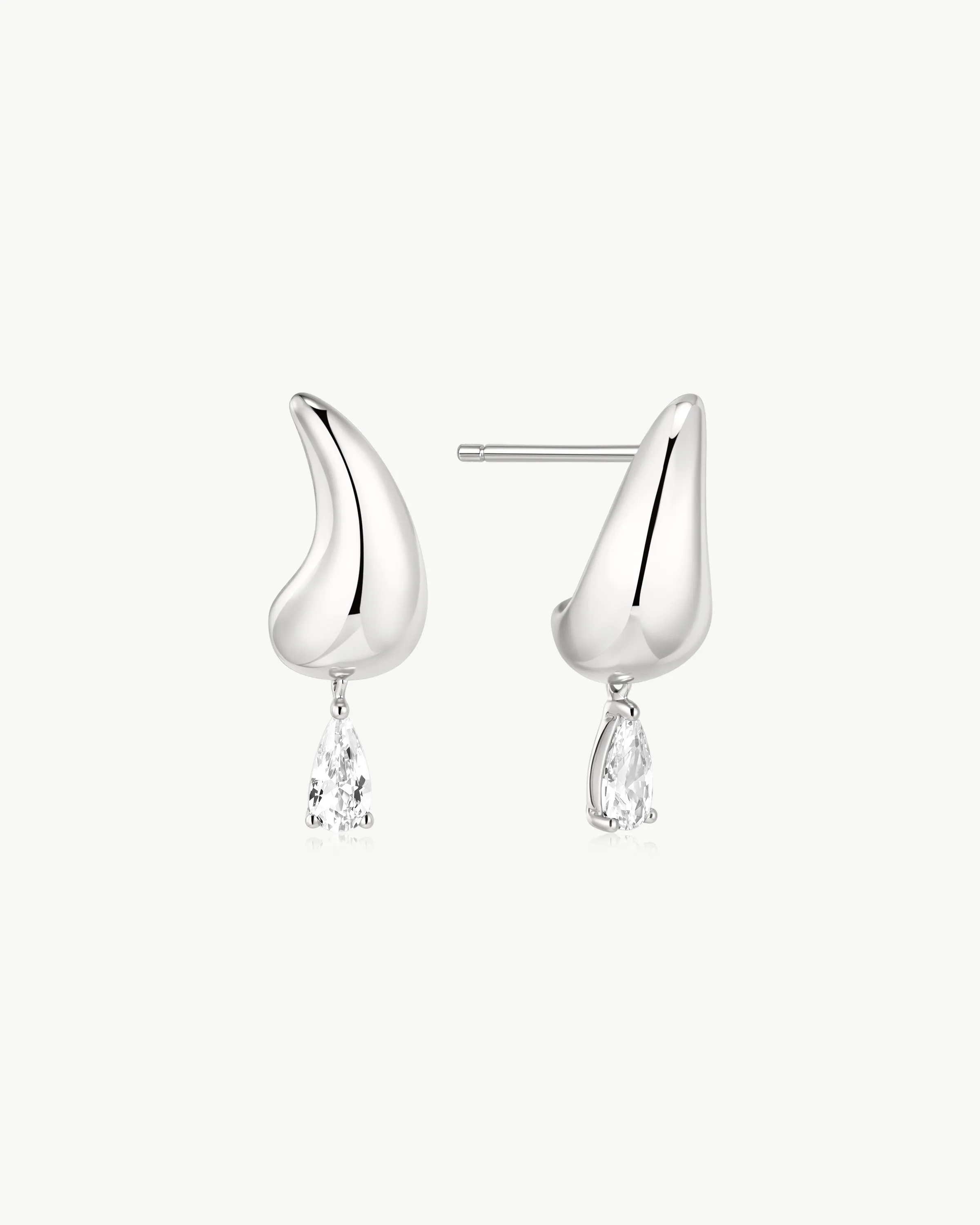 Ania Haie Silver Curved Teardrop Dangle Stud Earrings 