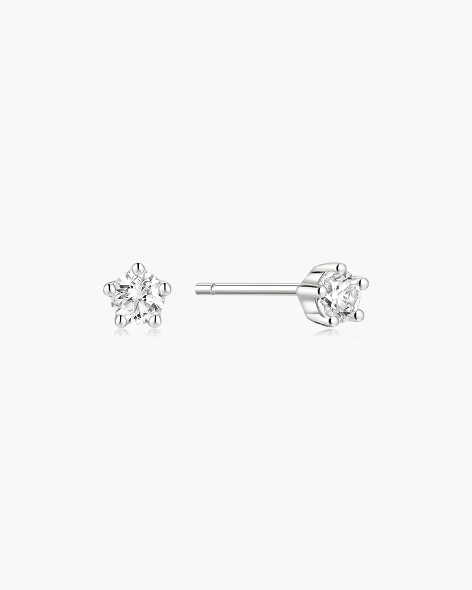 Ania Haie Silver Mini Five-prong Sparkle Stud Earrings