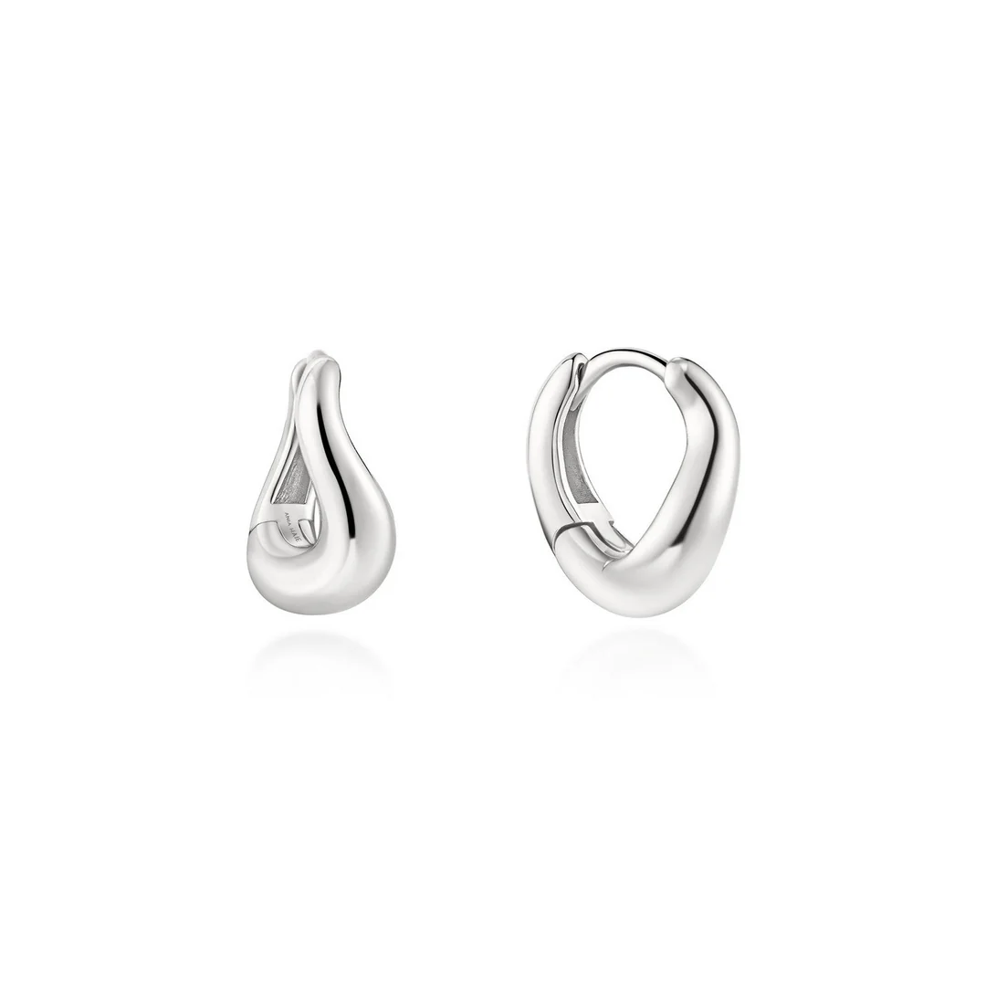 Ania Haie Silver Wave Huggie Hoop Earrings 