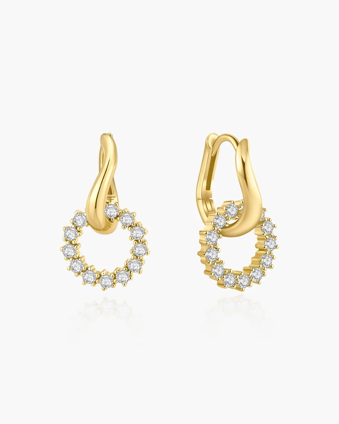 Ania Haie Gold Pave Interlocked Huggie Hoop Earrings 