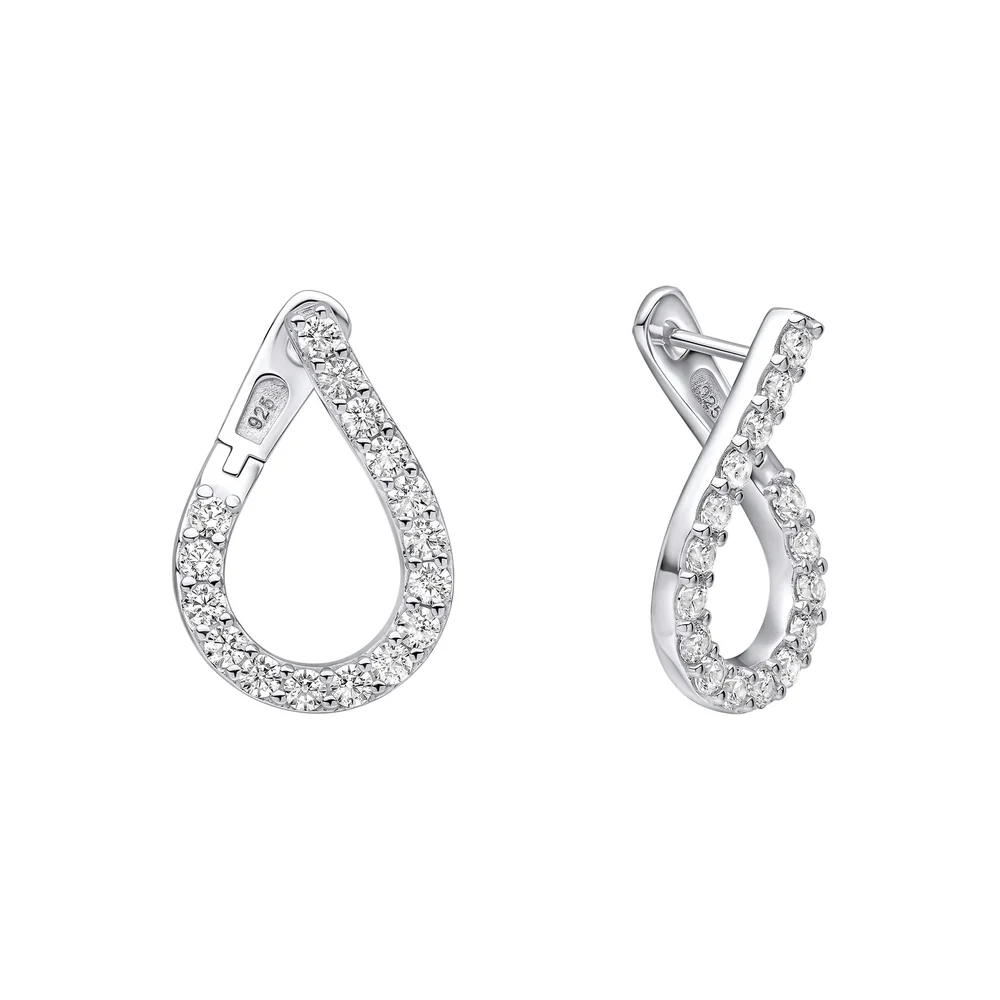 Diamonfire Sterling Silver Front Twist Hoop Earrings