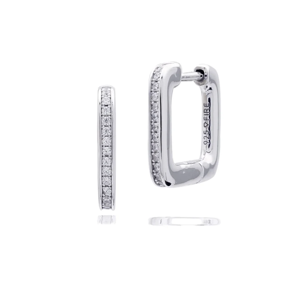 Diamonfire Sterling Silver Square Hoop Earrings