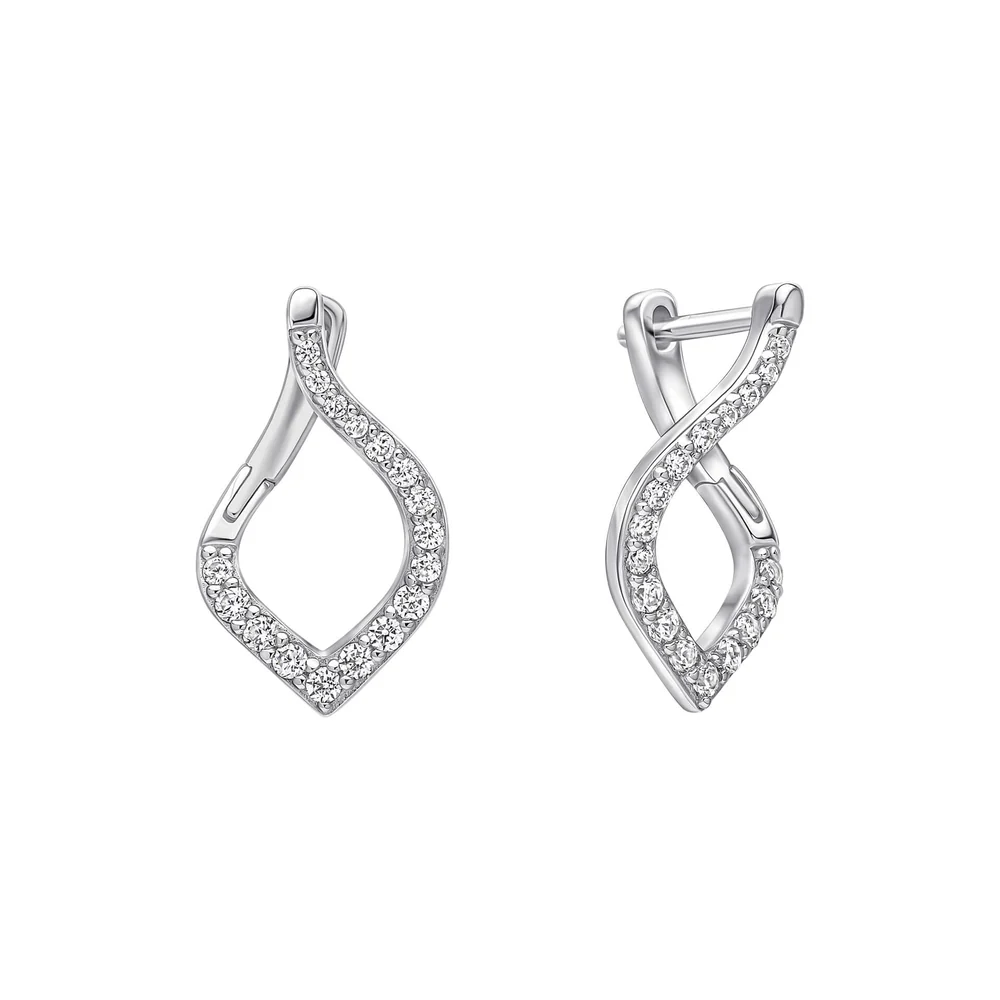 Diamonfire Sterling Silver Cz Cluster Cut Out Earrings