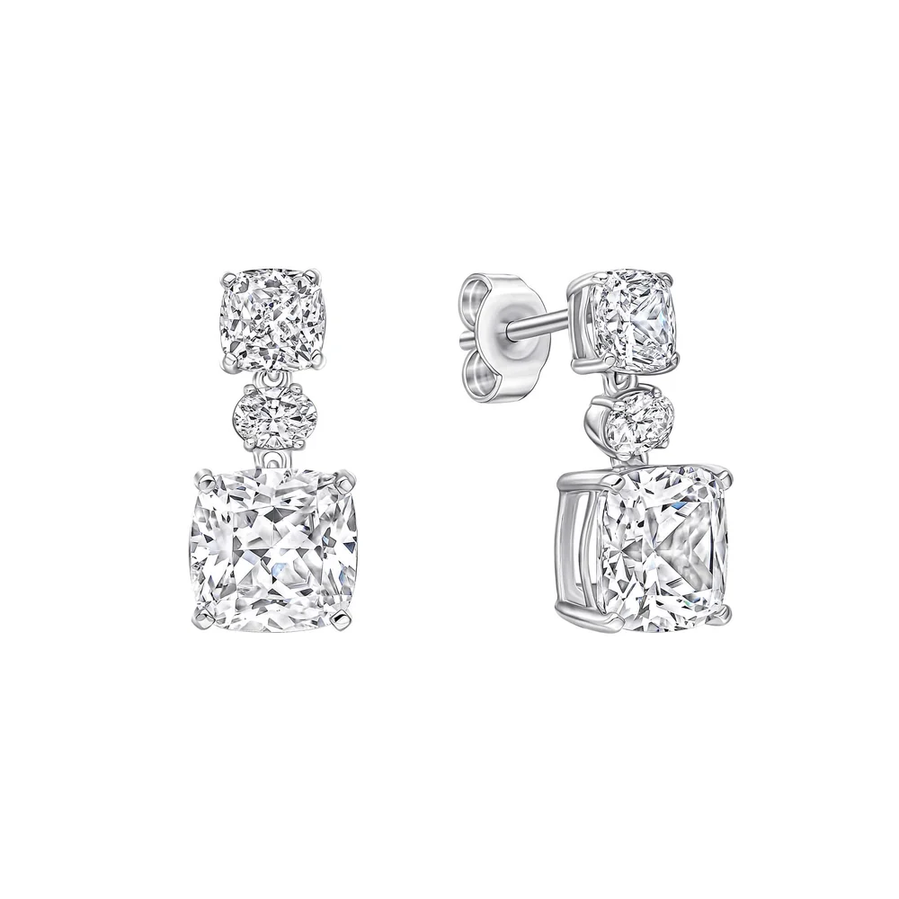 Diamonfire Radiant & Oval Cut Drop Cz Earrings