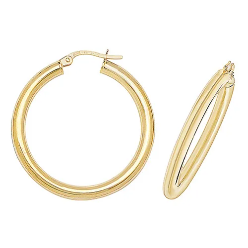 9ct Yellow Gold 25mm Hoop Earring