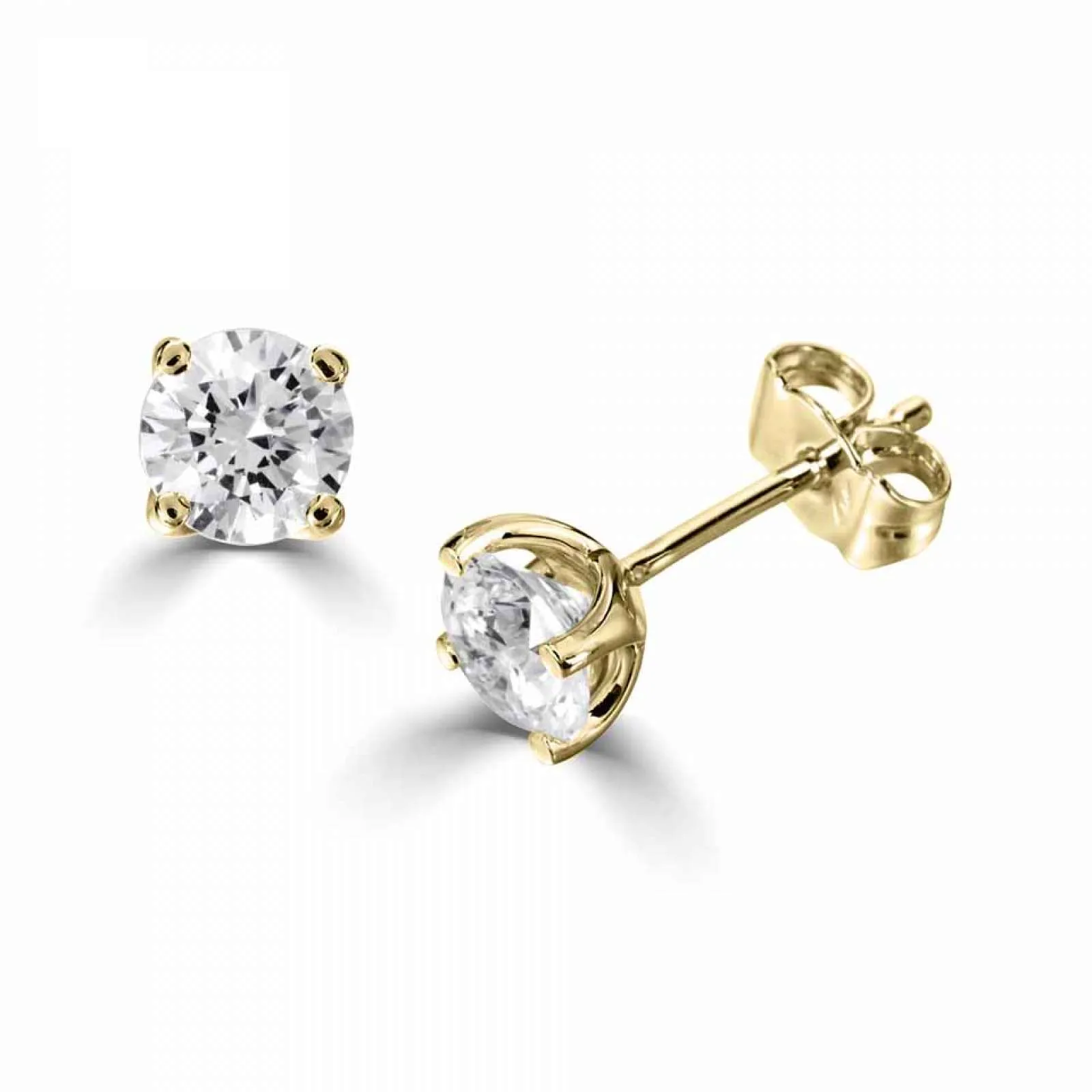 18ct Yellow Gold Round Brilliant Cut Natural Diamond Stud Earrings .50ct