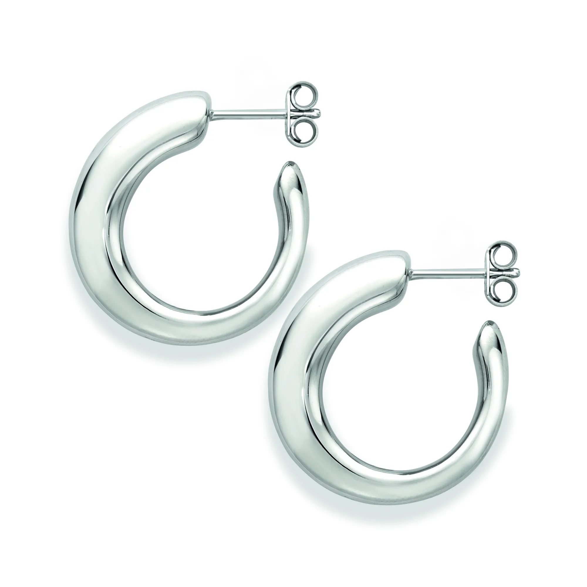 Sterling Silver Tapered Half Hoop Earrings