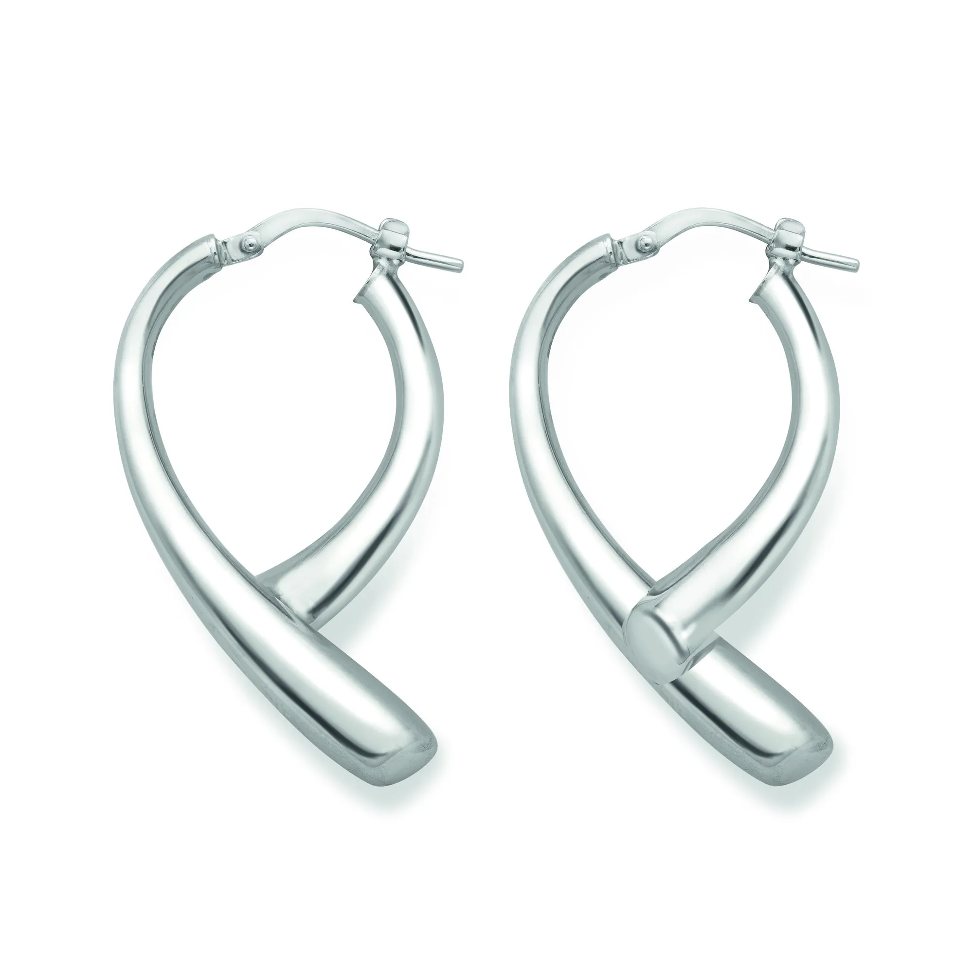 Sterling Silver Tapering Fancy Hoop Earrings