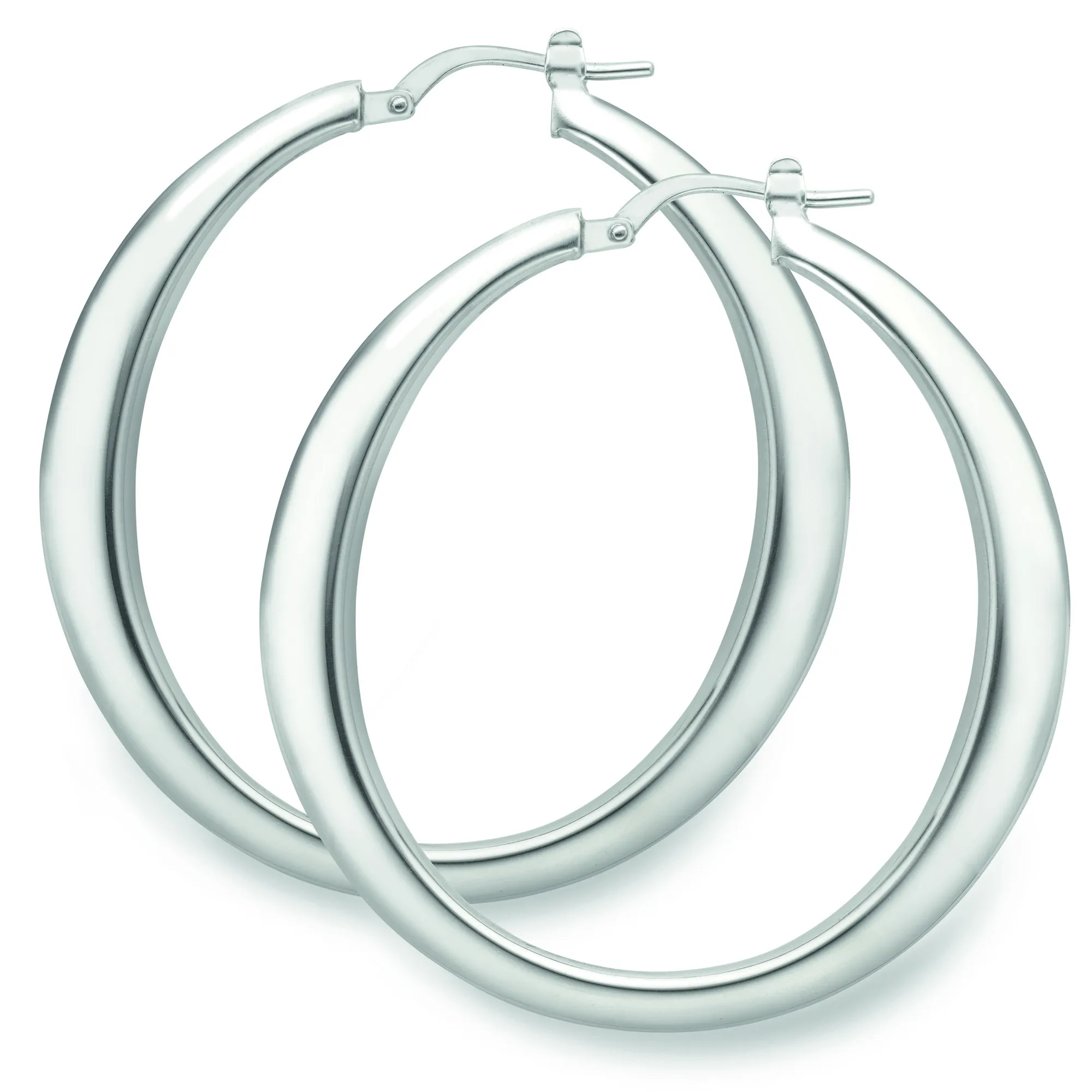 Sterling Silver Flat Round Hoop Earrings