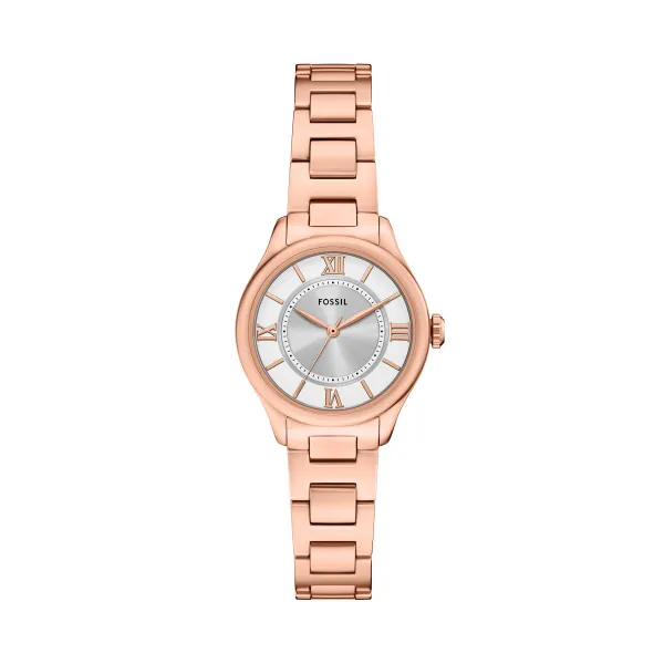 Fossil Gilmore 28 Mm Three-hand Rose Gold-tone Stainless Steel Watch Es5420