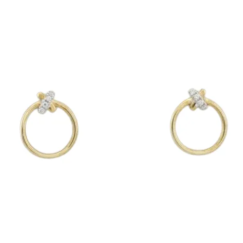 9ct Yellow Gold Circle Earrings Cz