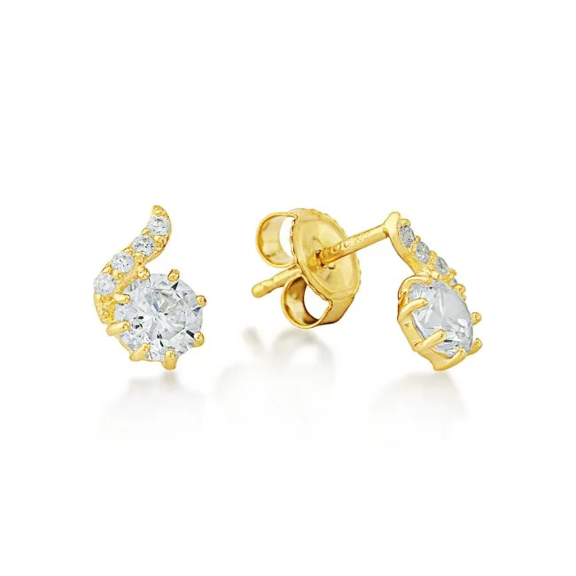 9ct Yellow Gold Earrings With White Cz