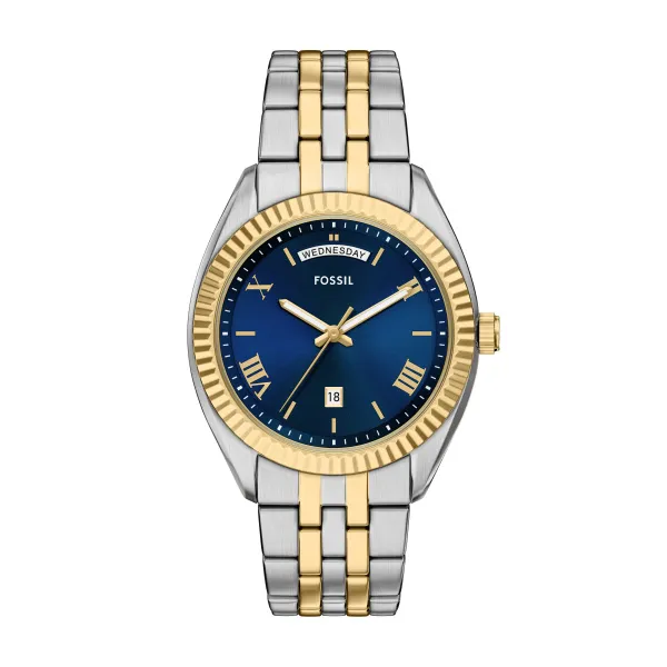 Fossil Two Tone Blue Dial Watch Fs6141