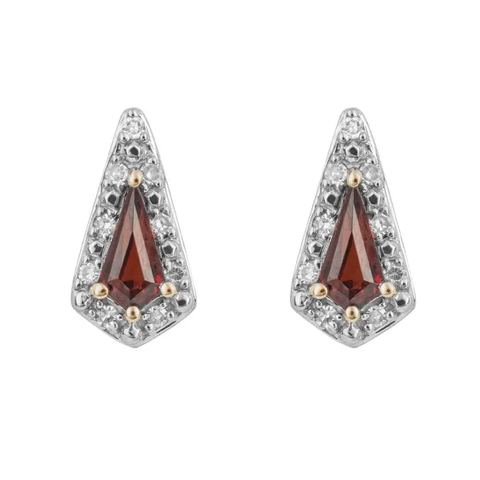 9ct Yellow Diamond And Garnet Earrings