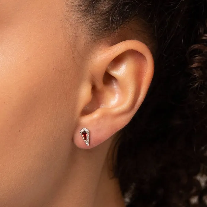 9ct Yellow Diamond And Garnet Earrings