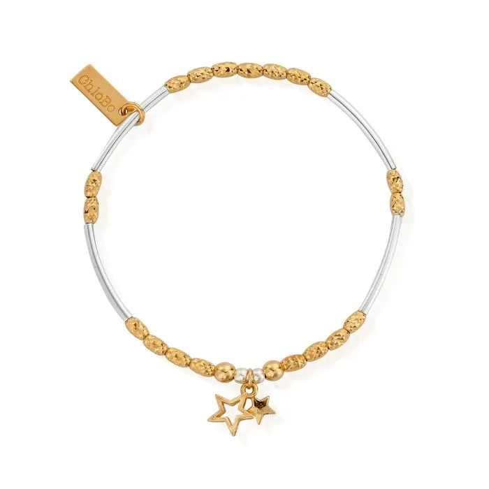 Chlobo Gold And Silver Double Star Bracelet Egmbmnsr1128