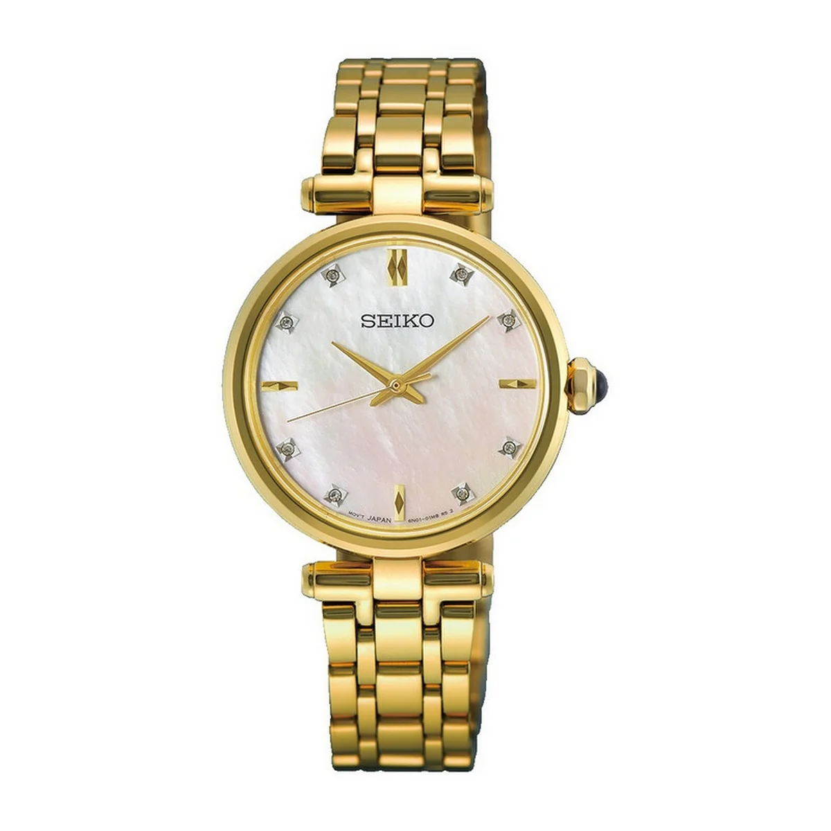 Seiko Ladies Diamond 29mm Gold Plated Bracelelt Watch Hgh008p1
