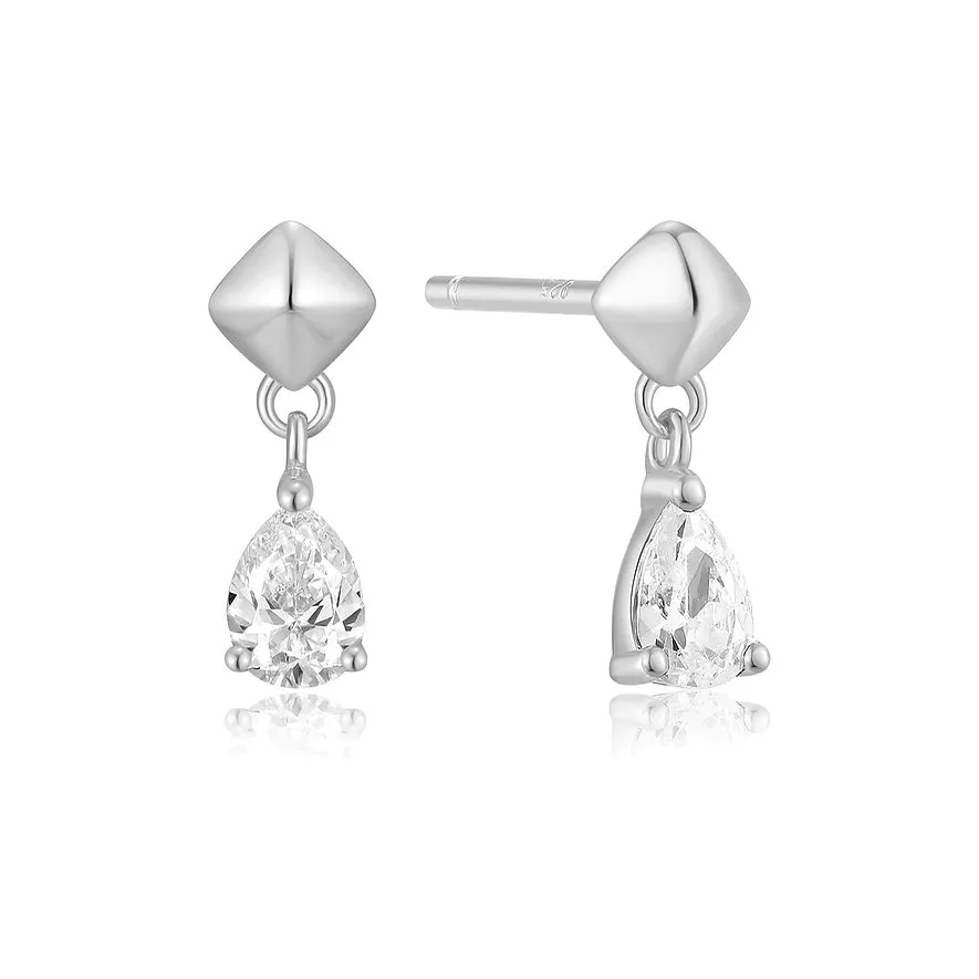 Ania Haie Silver Pyramid Dangle Threaded Stud Earrings