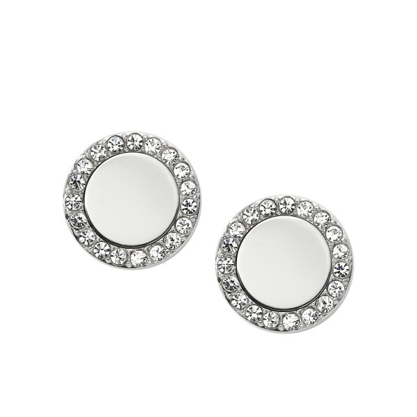 Fossil Ladies Classic Silver Tone Stud Earrings JF01791040
