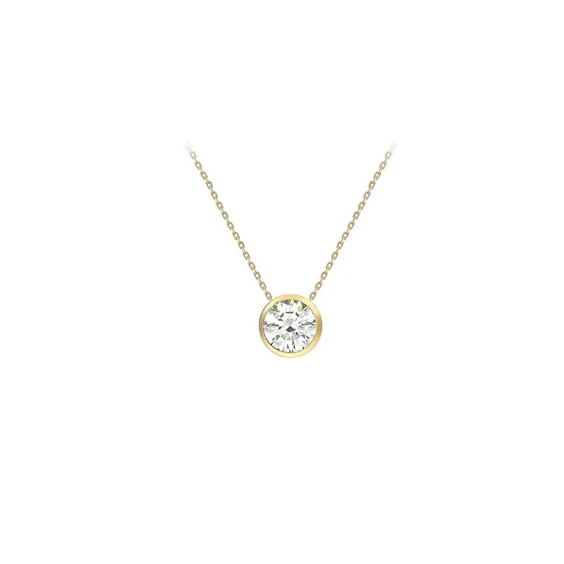 9ct Yellow Gold 7mm Cz Slider Adjustable Necklace 16-18 Inch