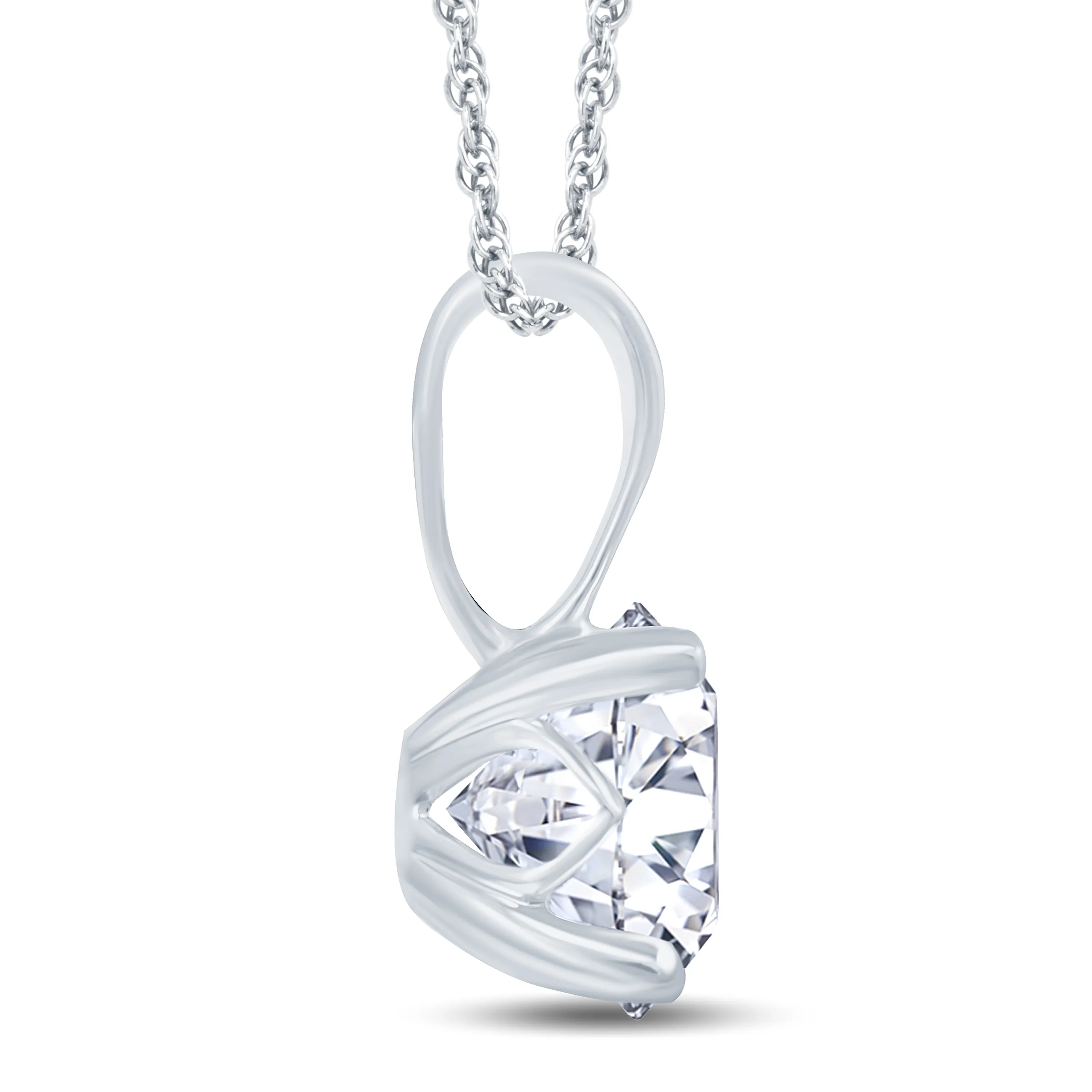 18ct White Gold Round Four Claw Lab Grown Diamond Pendant .70ct