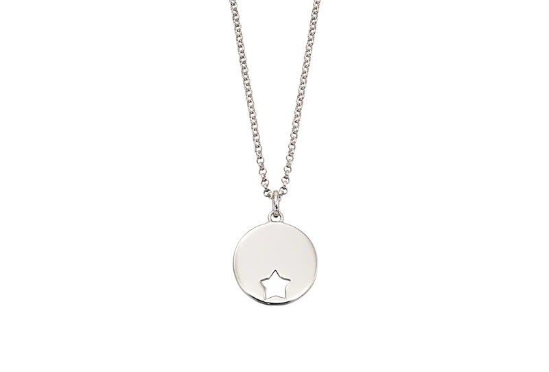 Gia  Adults Cut Out Star Disc  Pendant And Chain