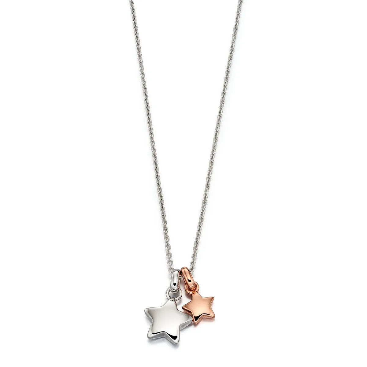 Sterling Silver Suki Rose Gold Plated Double Star Necklace