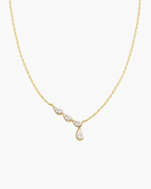 Ania Haie Gold Half-bezel Angled & Dangle Teardrop Necklace 
