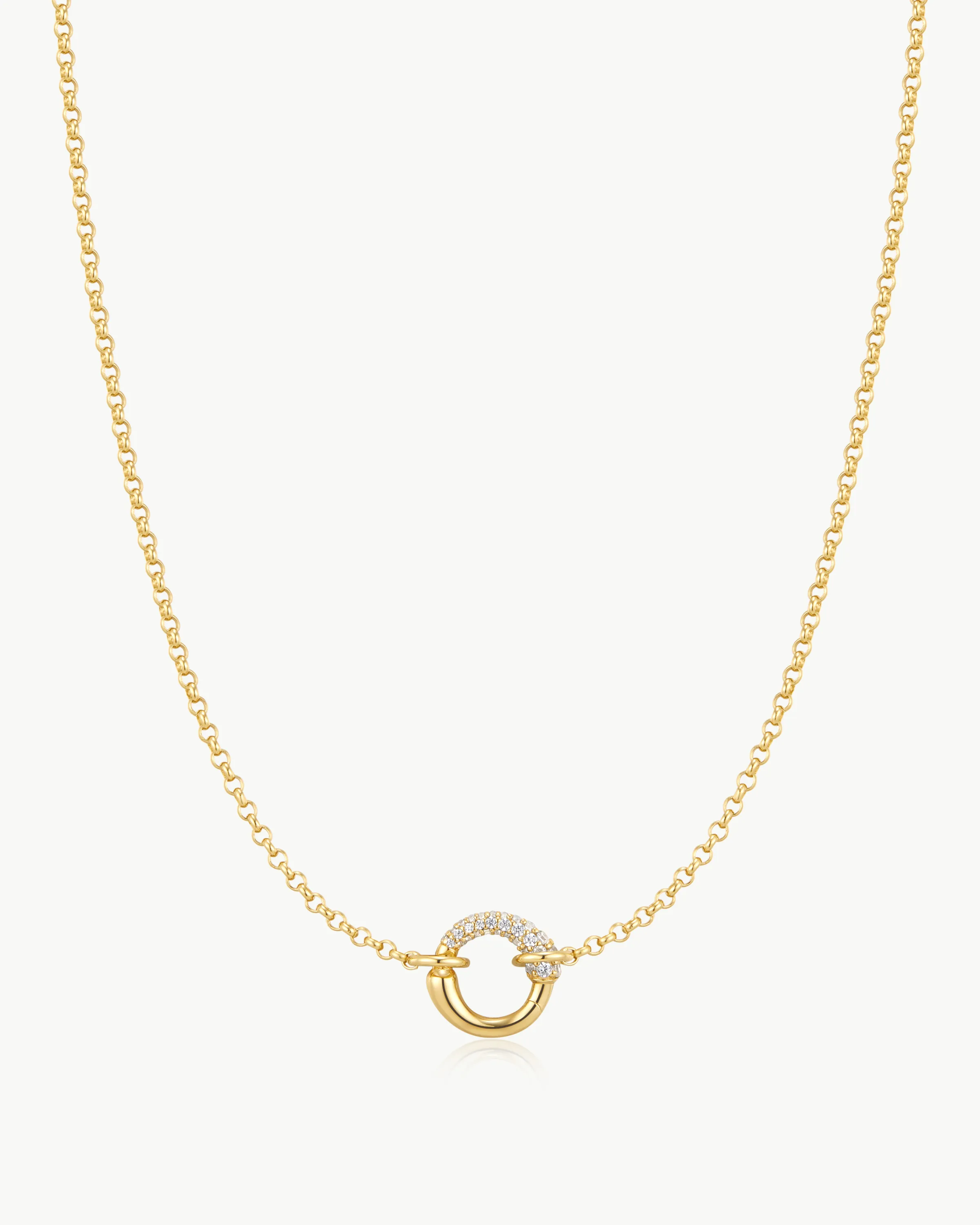 Ania Haie Gold Half Pave & Polish Hoop Necklace