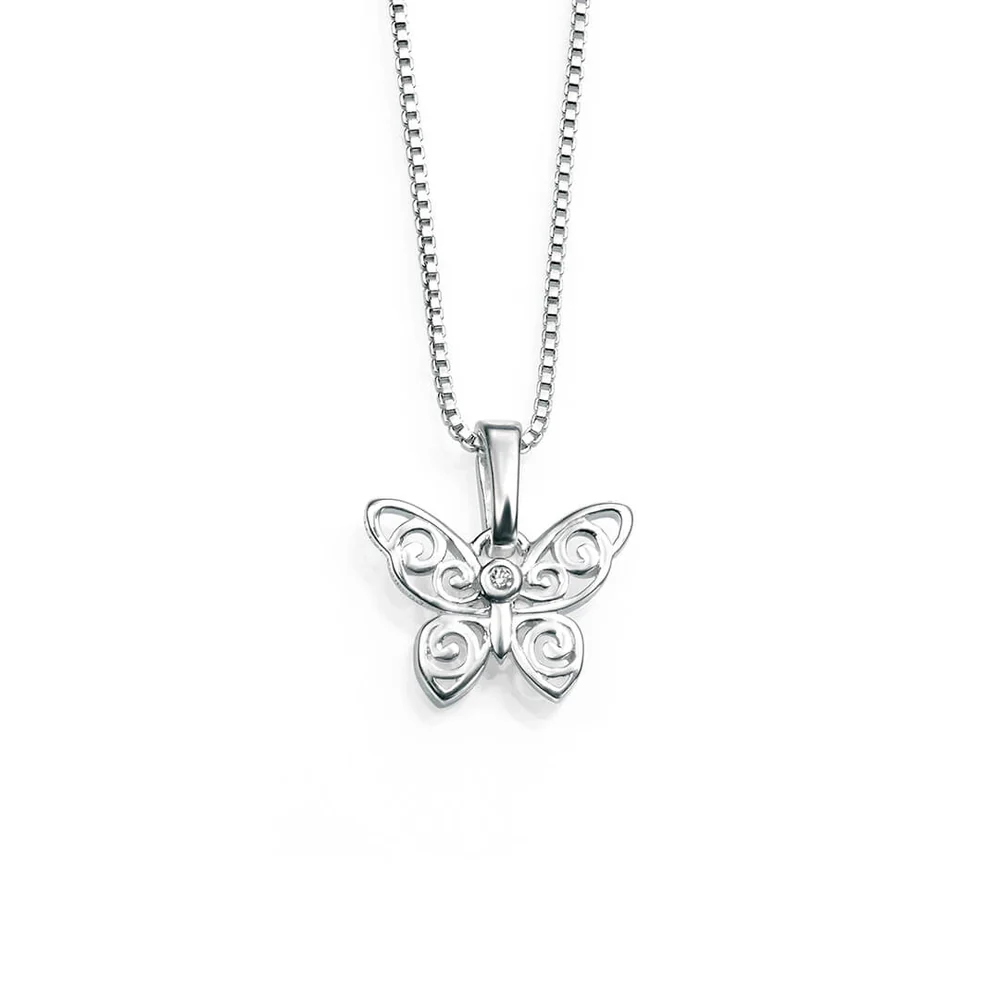 Sterling Silver Diamond Butterfly Pendant