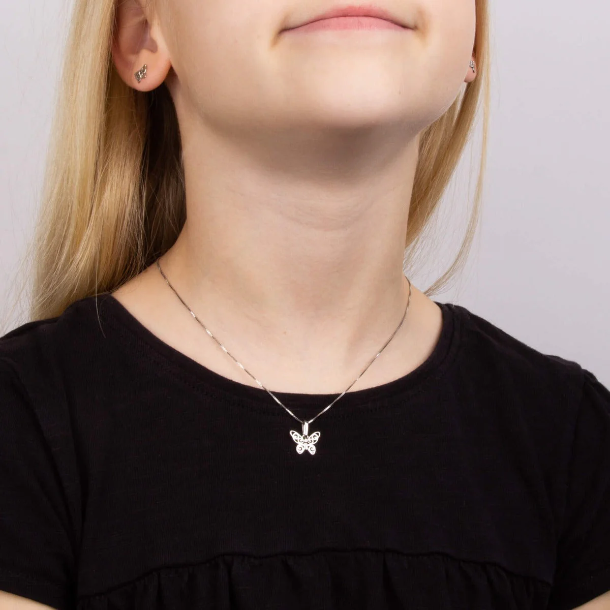 Sterling Silver Diamond Butterfly Pendant