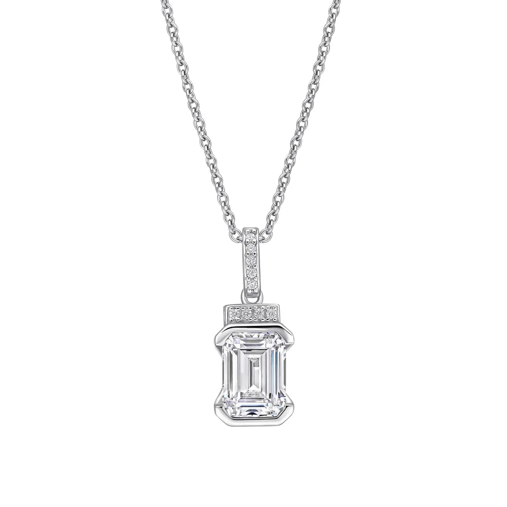 Diamonfire Emerald Cut Half Bezel Drop Pendant