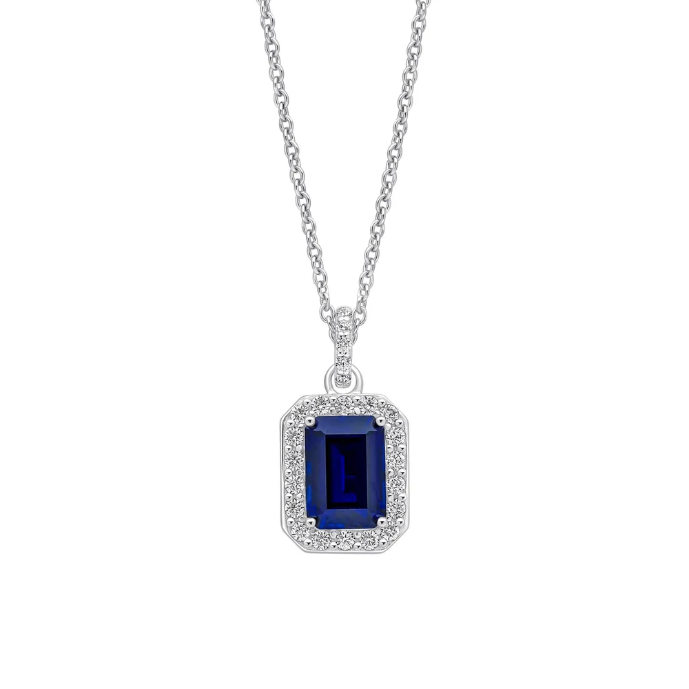 Diamonfire Sterling Silver Geometric Halo Drop Pendant 