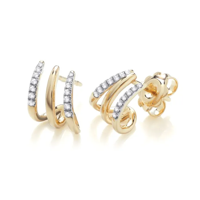 18ct Yellow Gold Fancy Diamond Huggie Earrings 19284