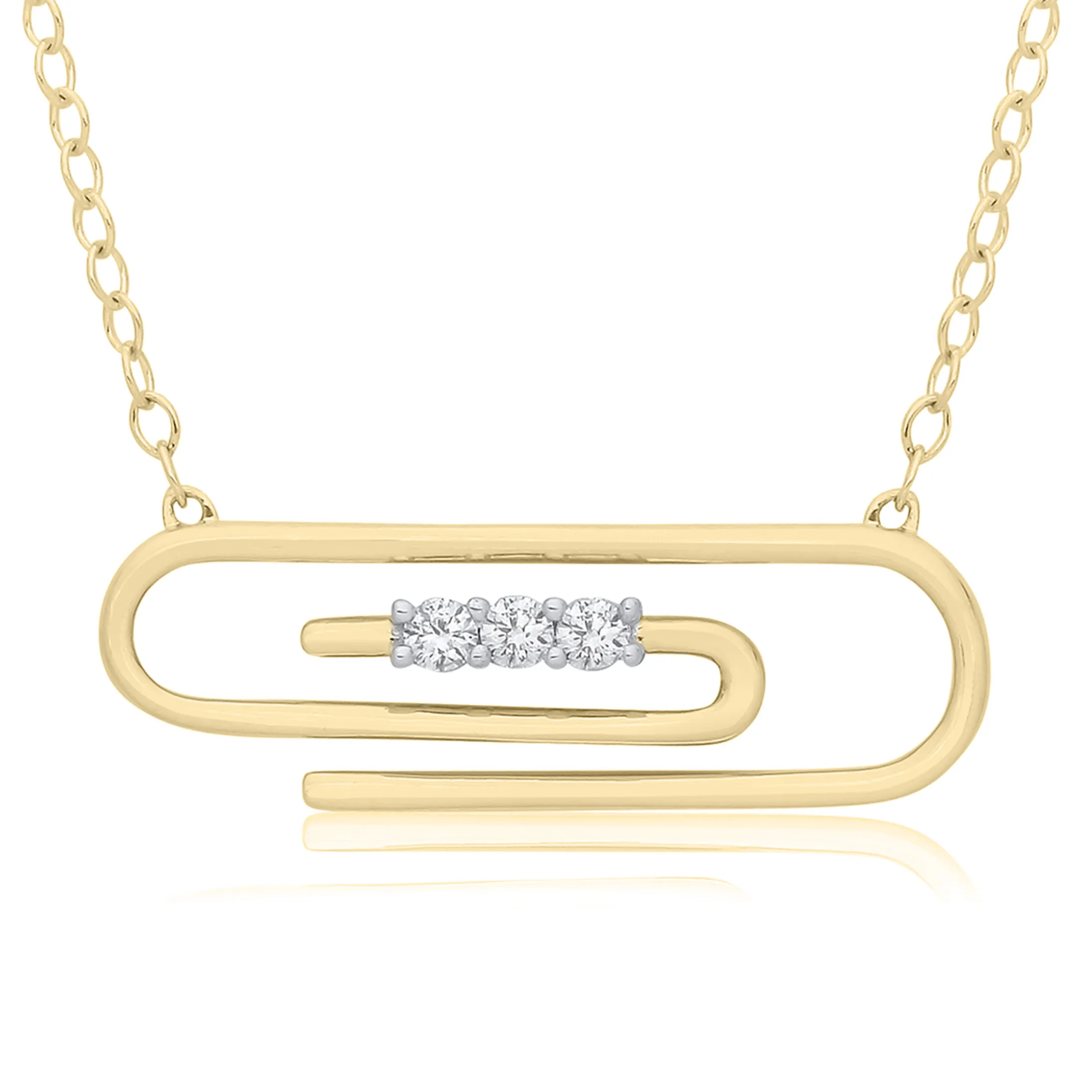 9ct Yellow Gold Paperclip Diamond Pendant 17799