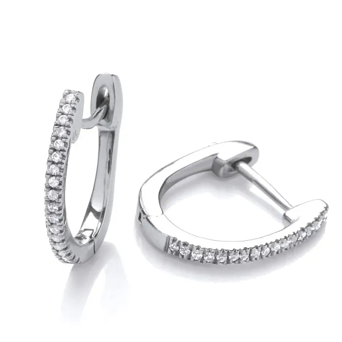 18ct White Gold Diamond Huggie Earrings 21695