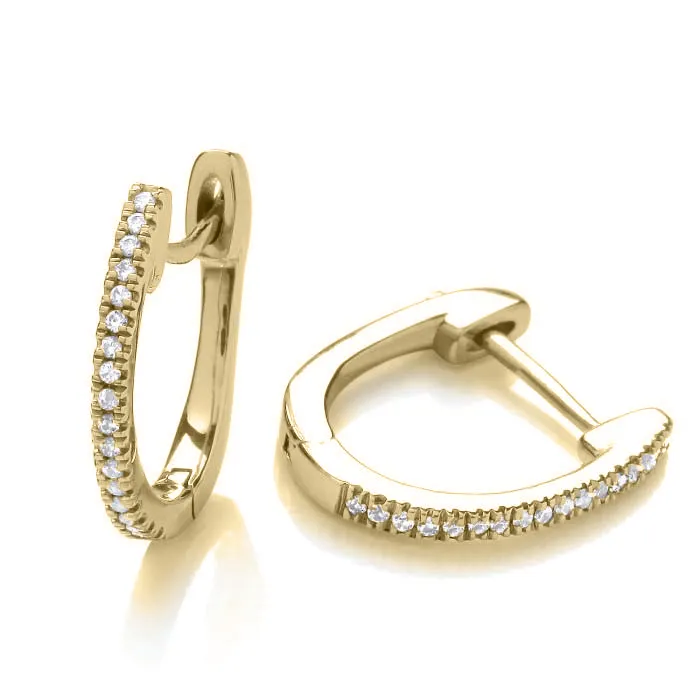18ct Yellow Gold Diamond Huggy Earrings 17812