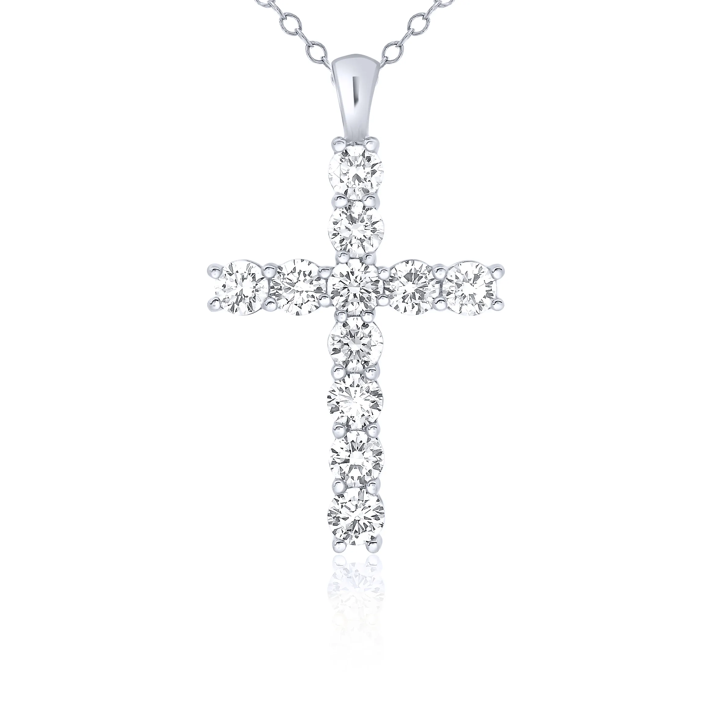 9ct White Gold Diamond Cross Pendant 21693