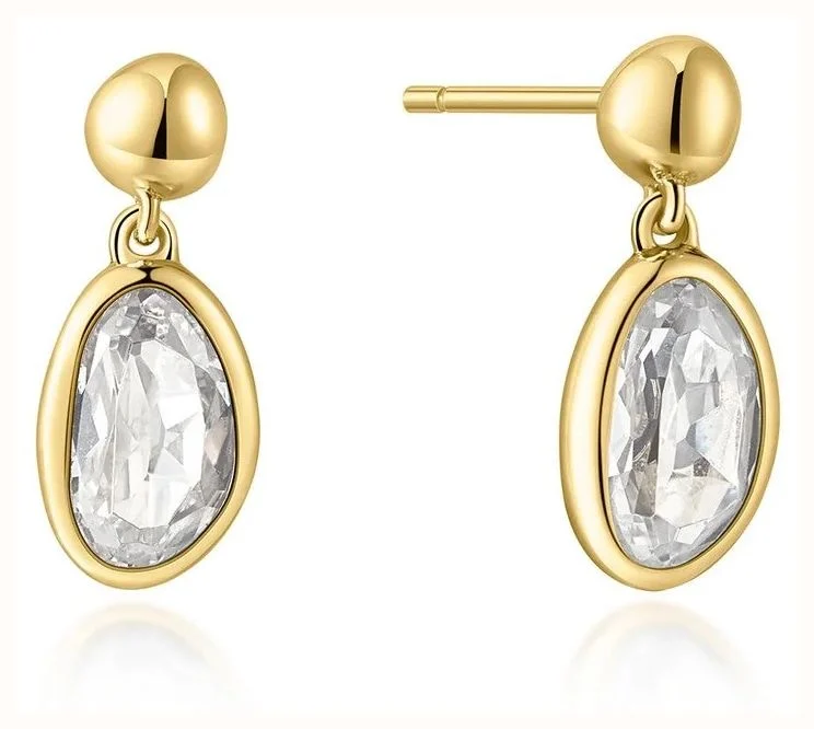 Ania Haie Gold Bezel Organic Pebble Dangle Stud Earrings