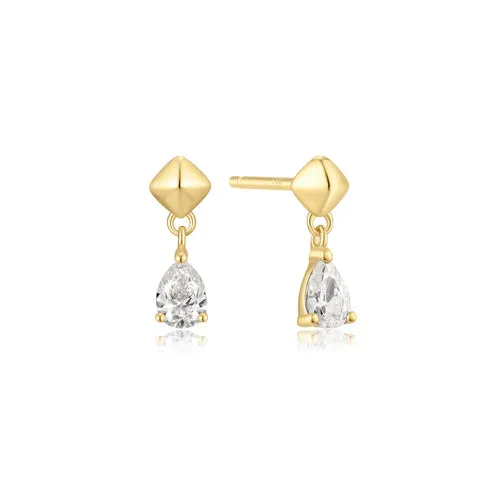 Ania Haie Gold Pyramid Dangle Threaded Stud Earrings 