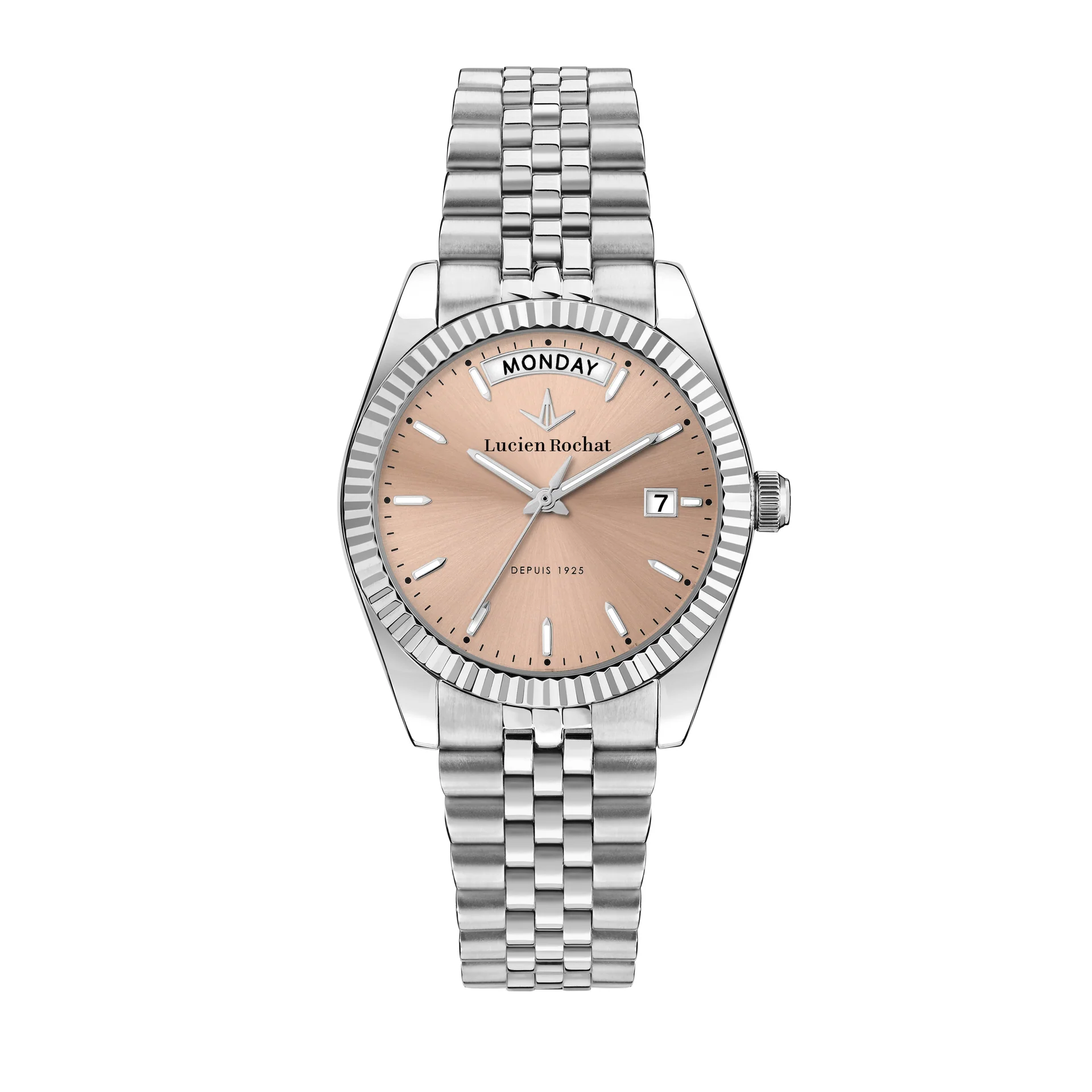 Lucien Rochat Ladies Quartz Stainless Steel Pink Dial Bracelet Watch R0453124508