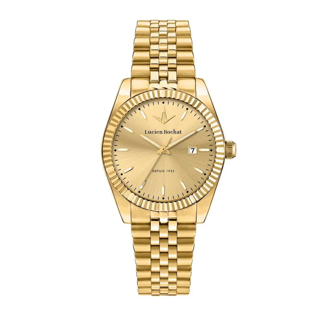 Lucien Rochat Ladies Quartz Gold Plated Champagne Dial Bracelet Watch R0453124520