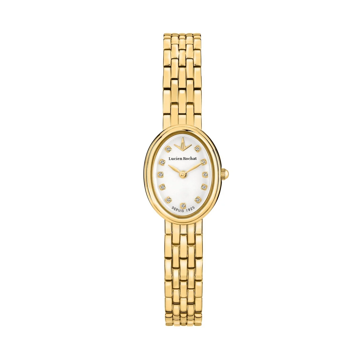 Lucien Rochat Precieux 20mm 2h Silver Diamond Dial Gold Plated Bracelet R0453126500